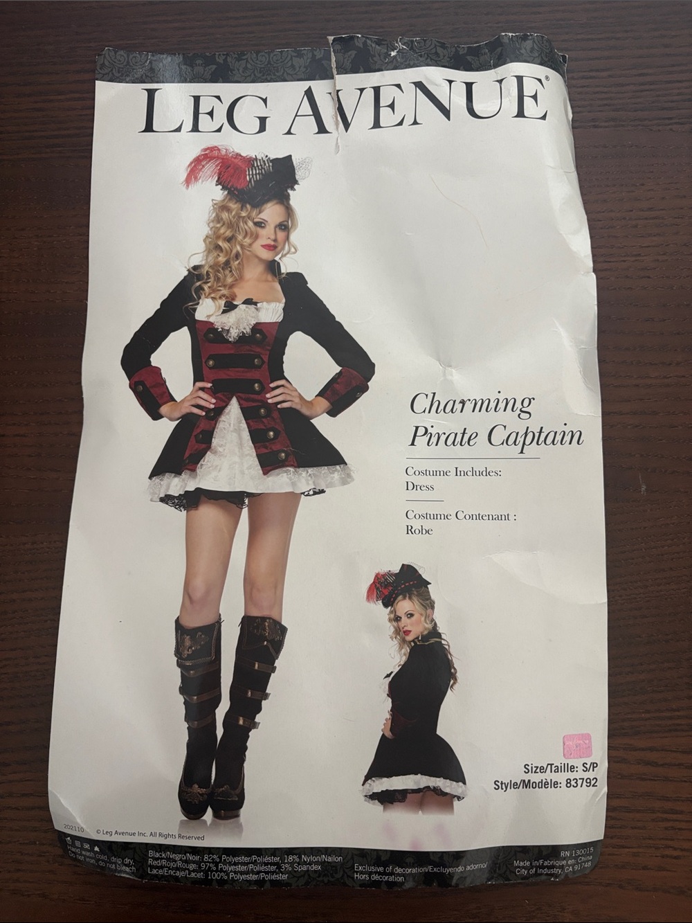 Leg Avenue Black and Burgundy Pirate Captain Mini Dress